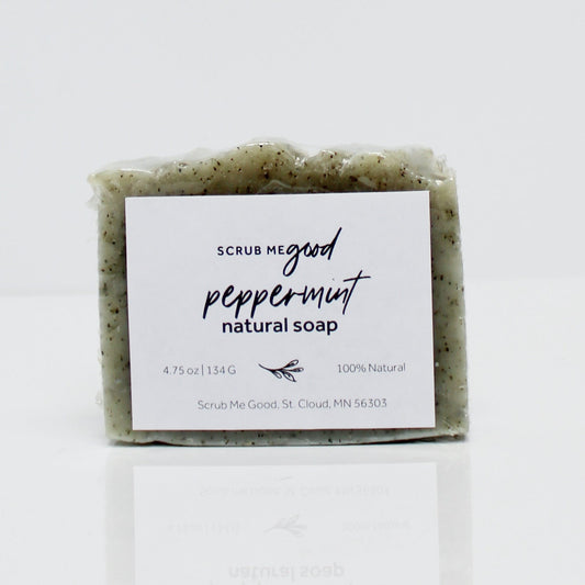 Close-up of peppermint soap bar for men’s shower routine