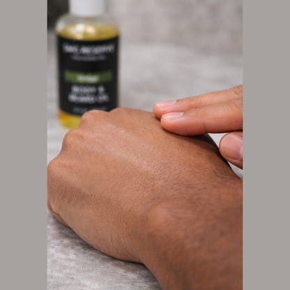 Timber body and beard oil for men fully absorbed into skin with non-greasy finish